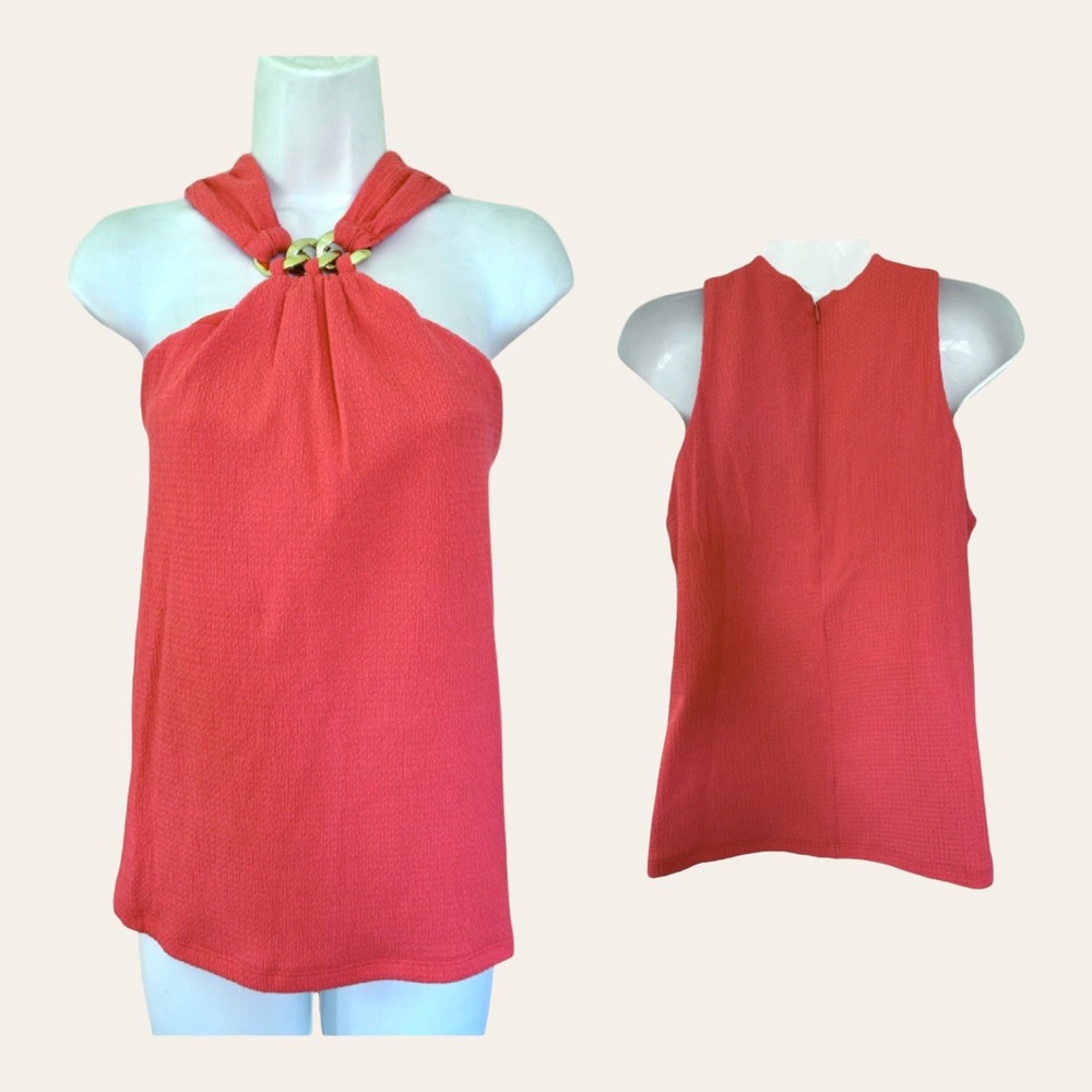 NWT Michael Kors coral Vacation Halter Classic Halter top $88 SZ S